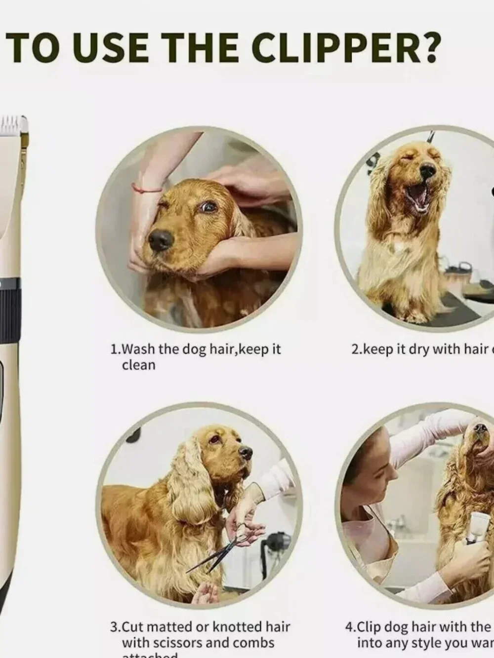 Pet Dog Cat Rechargeable Hair Cut Kit, Bonus Grooming Brush